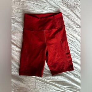 Girlfriend Collective Red High-Rise Bike Shorts Size S Recycled Activewear
